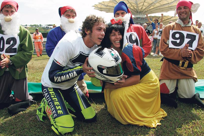 Rossi celebrates with Snow White