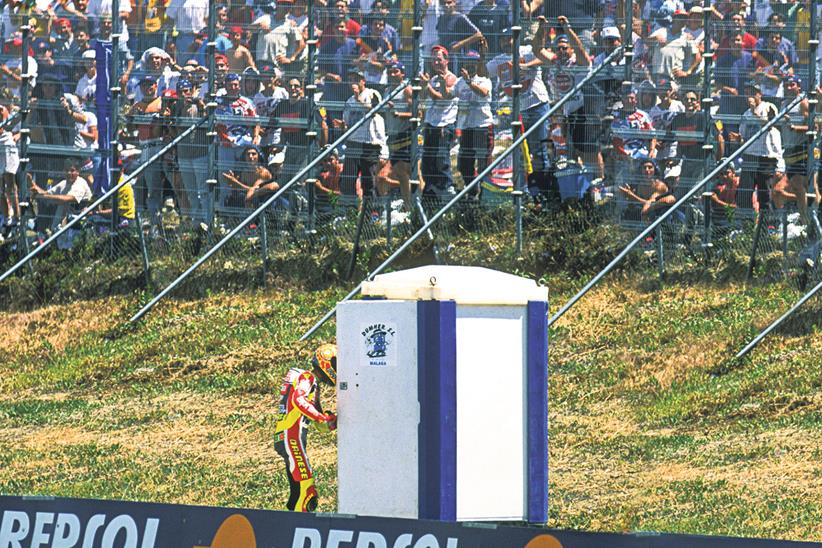 Rossi's porta-loo celebration