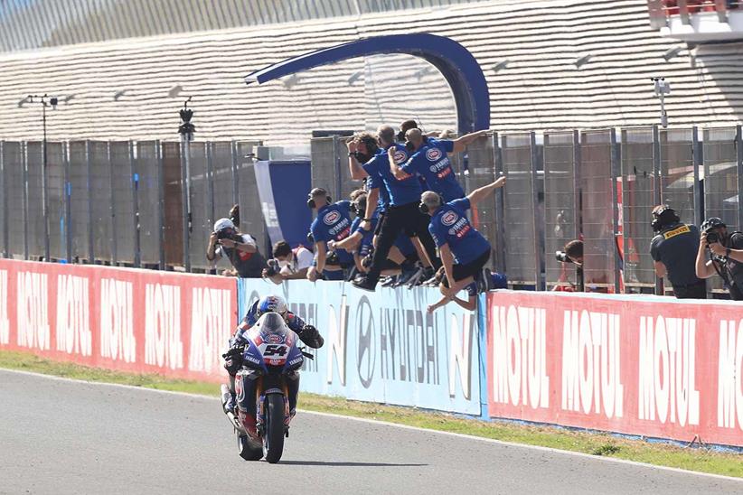 Toprak Razgatlioglu celebrates at Jerez