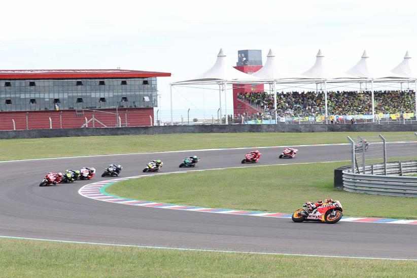 Marc Marquez pulls away from the field at the 2019 Argentine GP