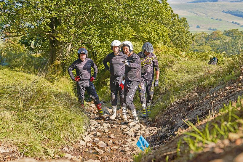 Riders assess a route before riding