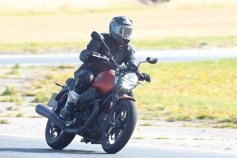 Moto Guzzi V7 on track at Blyton Park