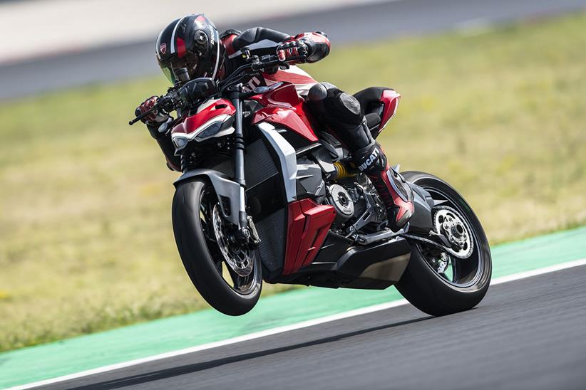 Ducati Streetfighter V2 pulling a wheelie