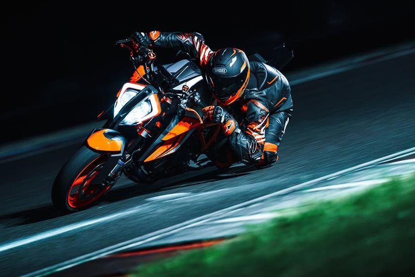 Elbow down on the KTM 1290 Super Duke R Evo