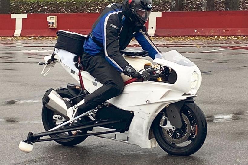 Brake testing on the prototype Bimota KB4