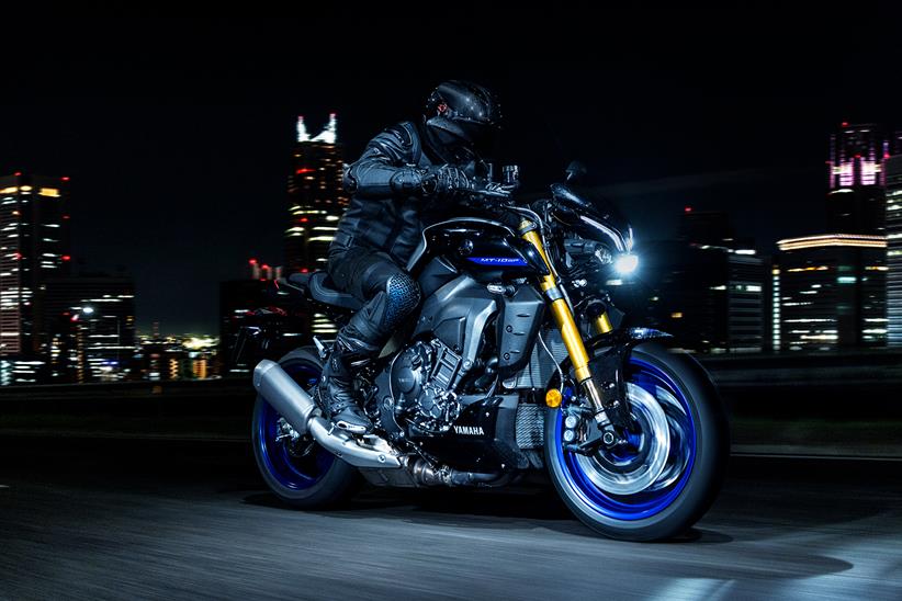 2022 Yamaha MT-10 SP right side on the road