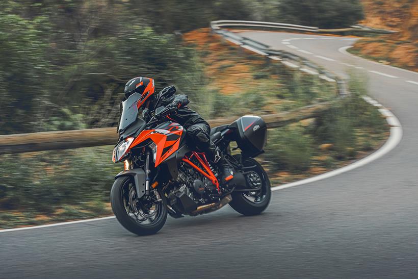 2022 KTM 1290 Super Duke GT left side on the road