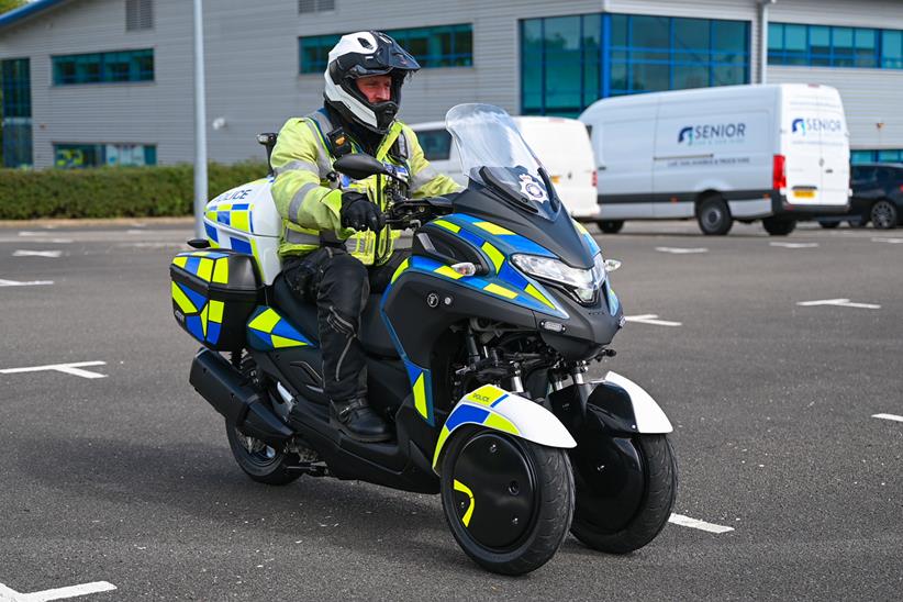 White Motorcycle Concepts WMC300FR ridden by trainee