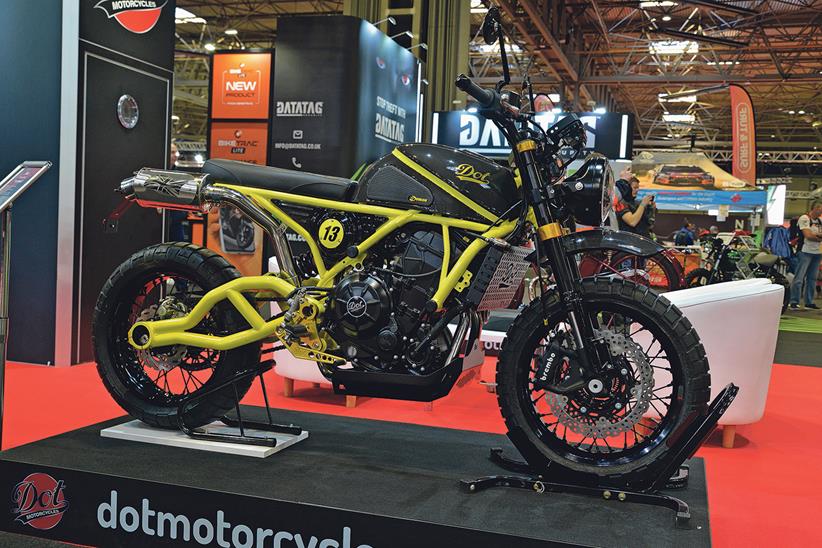 The 2022 Dot Demon scrambler at Motorcycle Live