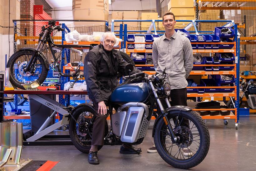 Colin Dean collecting the Maeving RM1 test bike photo: Rod Kirkpatrick/F Stop press