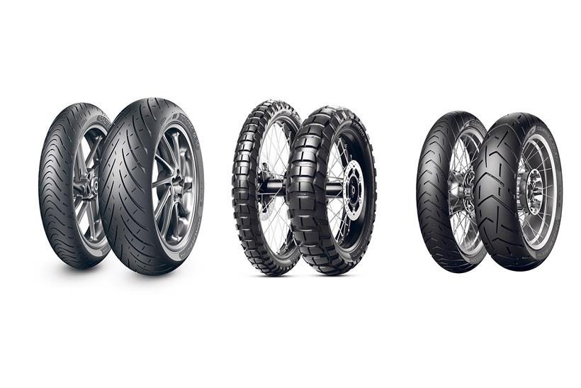 Metzeler Roadtec 01 SE (left) Karoo 4 (centre) and Tourance Next 2 (right) tyres