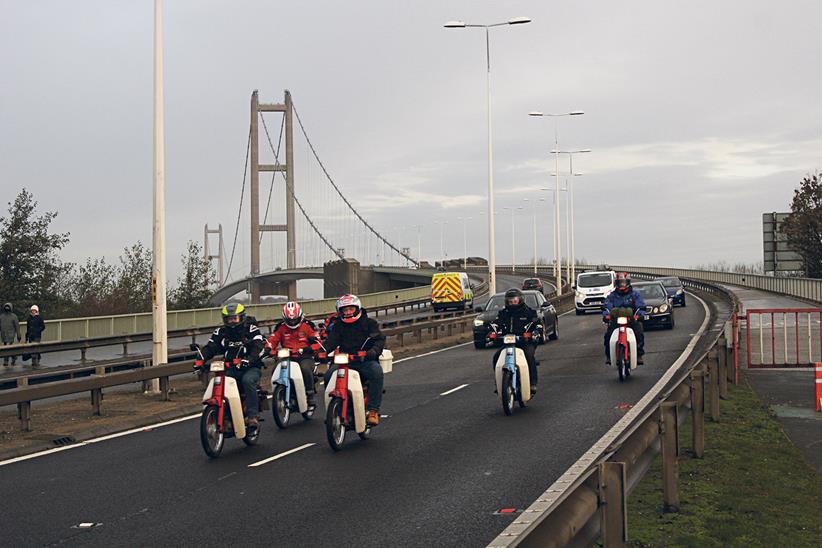 The group of C90 riders on a shakedown run