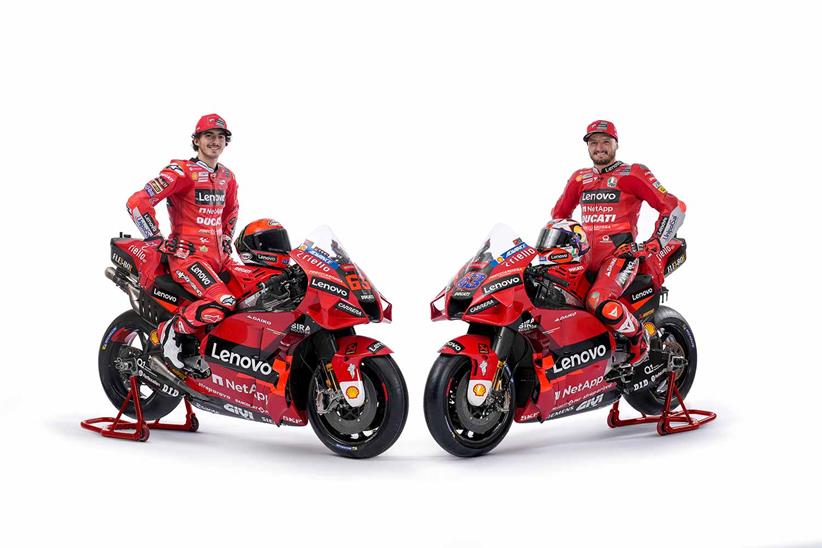 Bagnaia and Miller with the 2022 Ducati MotoGP bikes