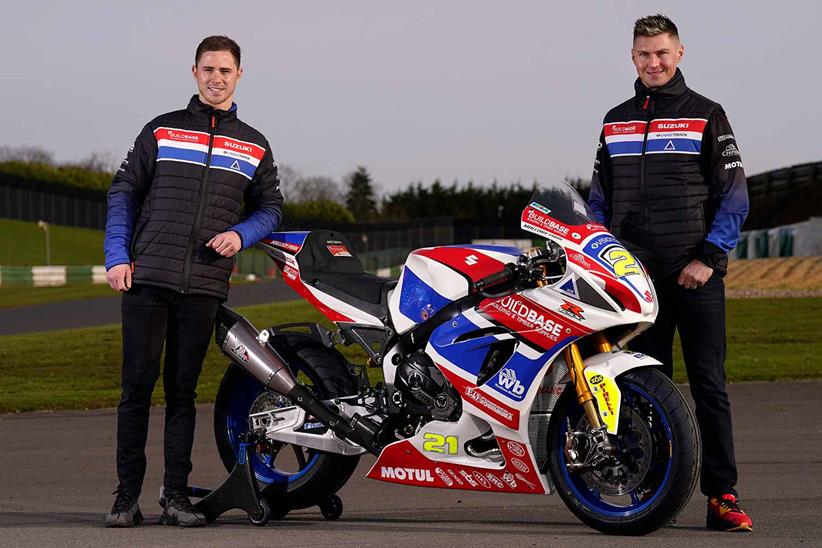 Danny Kent (left) is joined by Christian Iddon (right) at Buildbase Suzuki this year