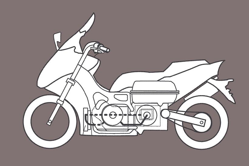 Yamaha hybrid scooter patent drawing