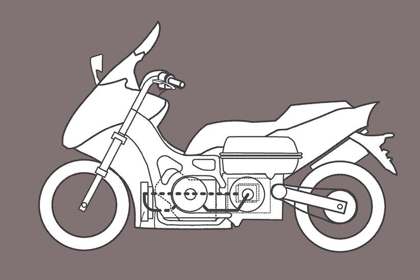 Yamaha hybrid scooter patent drawing