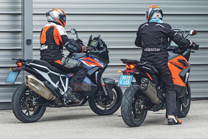 Road-focussed KTM 1290 Super Adventure R alongside a Super Adventure S