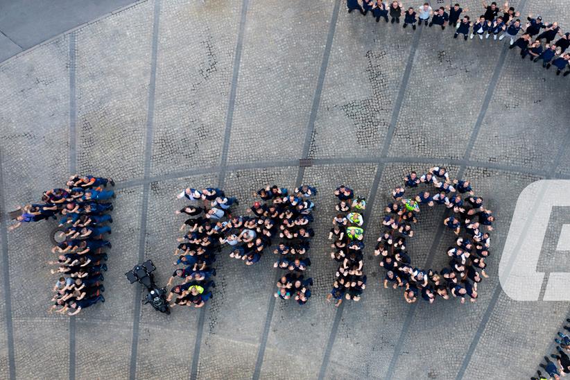 Staff celebrate the one millionth BMW GS model, a R1250GS